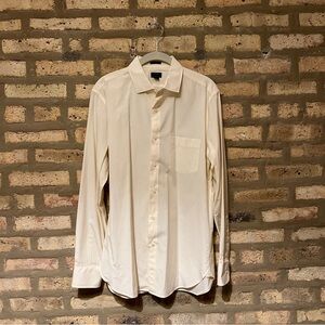 J Crew men’s Thompson dress shirt; size M; yellow; very small check pattern